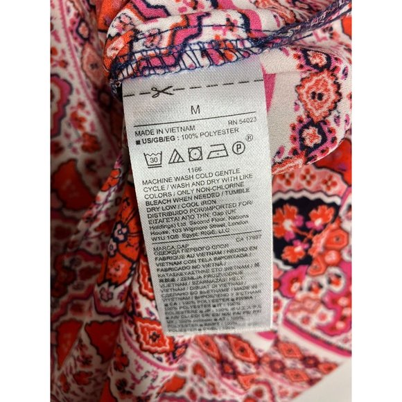 Gap Women's Medium Blue Red Sleeveless Floral Blouse - Picture 9 of 11